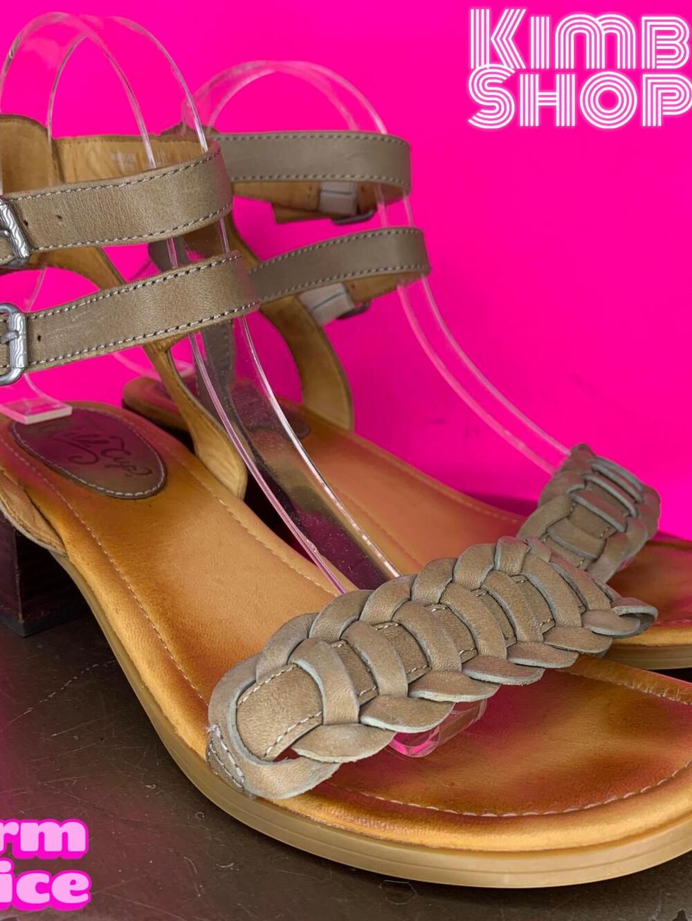 Sperry Gold Cup Vivian Mora Tan Leather Ankle Strap Heeled Sandal US 8.5 UK 6